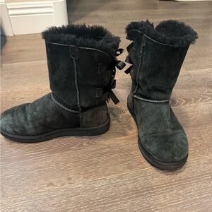 UGG Black Suede Boots with Bows size 8